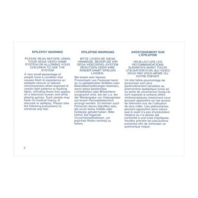 MANUAL MASTER SYSTEM STREETS OF RAGE 2 PAL EUR